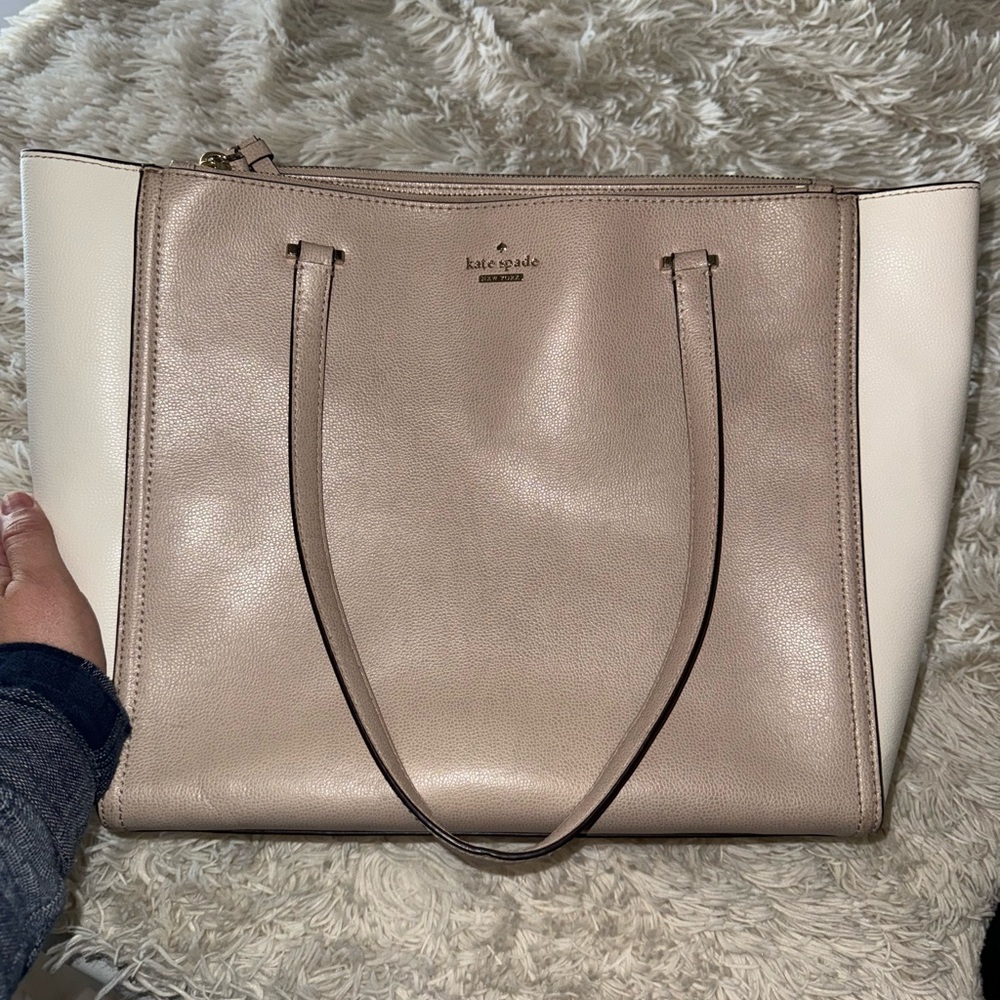 Kate Spade Tan and Cream Tote Bag
